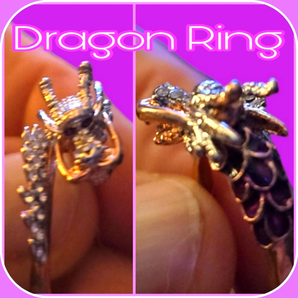 Unique Women's Dragon Inspired Ring w/CZ's in Rose Gold-NWT-Sizes 7 & 9